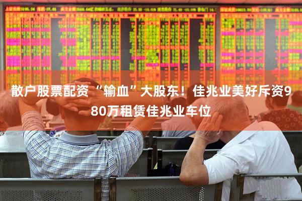 散户股票配资 “输血”大股东！佳兆业美好斥资980万租赁佳兆业车位