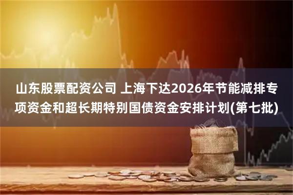 山东股票配资公司 上海下达2026年节能减排专项资金和超长期特别国债资金安排计划(第七批)